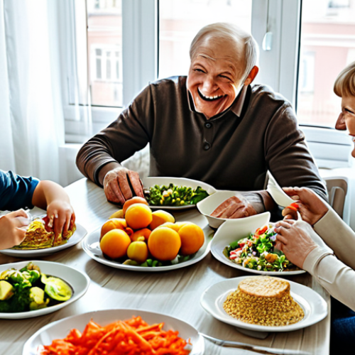 Home 5 노화 역전 기술 - Modern Russian Family Gathering**
"A warm and inviting scene of a multi-generational Russian family...