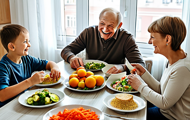 노화 역전 기술 - Modern Russian Family Gathering**
"A warm and inviting scene of a multi-generational Russian family...