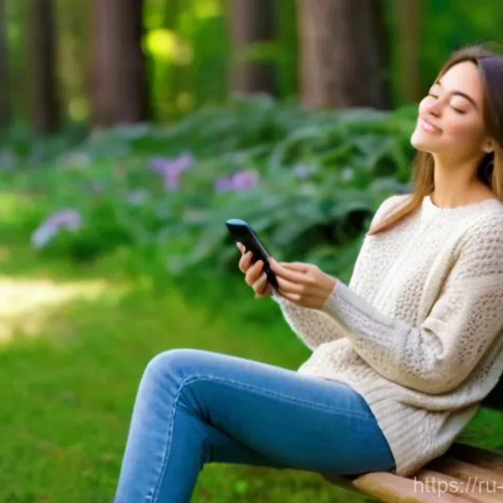 온라인 커뮤니티와 인간 소외 - **Prompt 1: Peaceful Digital Detox in Nature**
"A young woman, approximately 25 years old, with ...