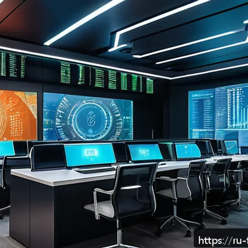 디지털 화폐와 중앙은행 정책 - A futuristic central bank control room in Moscow with digital currency holograms floating above slee...