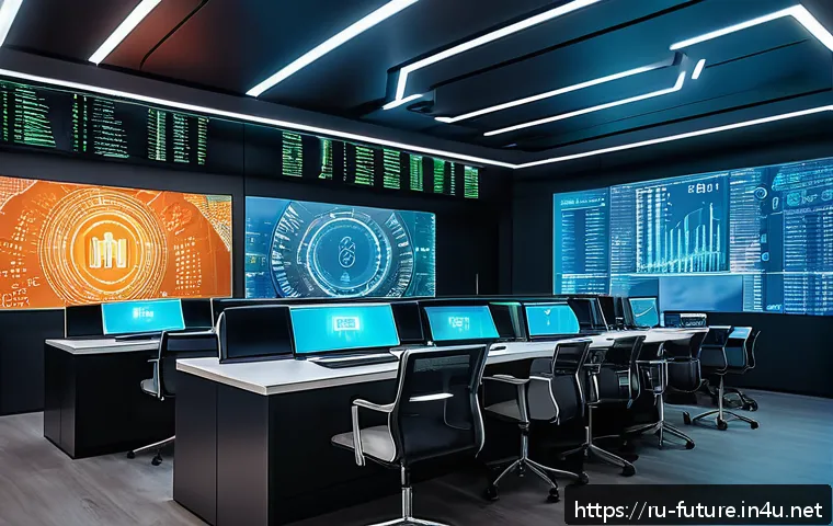 디지털 화폐와 중앙은행 정책 - A futuristic central bank control room in Moscow with digital currency holograms floating above slee...